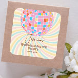 Retro Groovy Last Disco Bachelorette Party Fyrkantigt Klistermärke<br><div class="desc">Retro Groovy Last Disco Bachelorette Party Sticker</div>