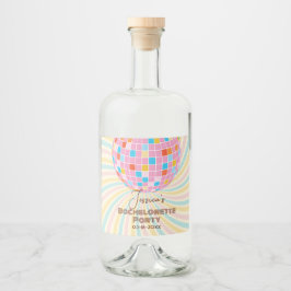 Retro Groovy Last Disco Bachelorette Party Spritflaskor Etikett