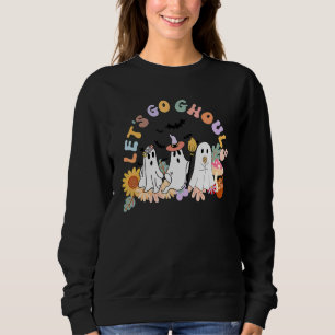 Retro Groovy Låt Oss Gå Spöken Halloween Spöke Out T Shirt