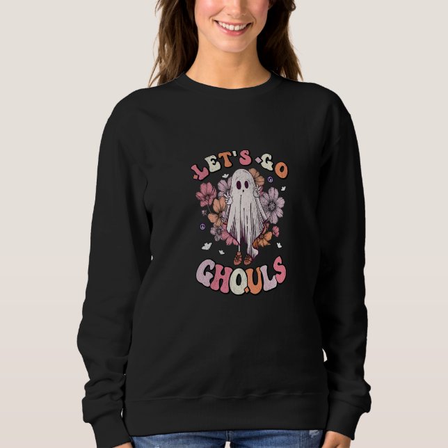 Retro Groovy Låt Oss Gå Spöken Spöke 70-Tal Hippie T Shirt (Framsida)