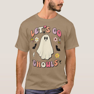 Retro Groovy Låt oss Go Ghouls Boo Ghost Cute Hall T Shirt