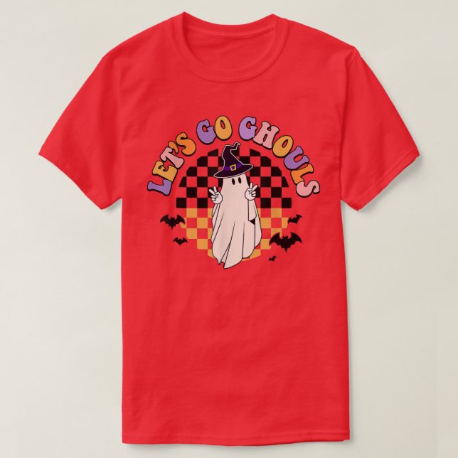 Retro Groovy Låt oss Go Ghouls Ghost 70 s Hippie H T Shirt (Design framsida)