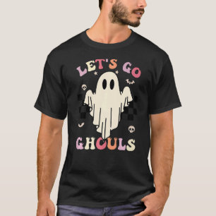 Retro Groovy Låt oss Go Ghouls Halloween Ghost Cos T Shirt