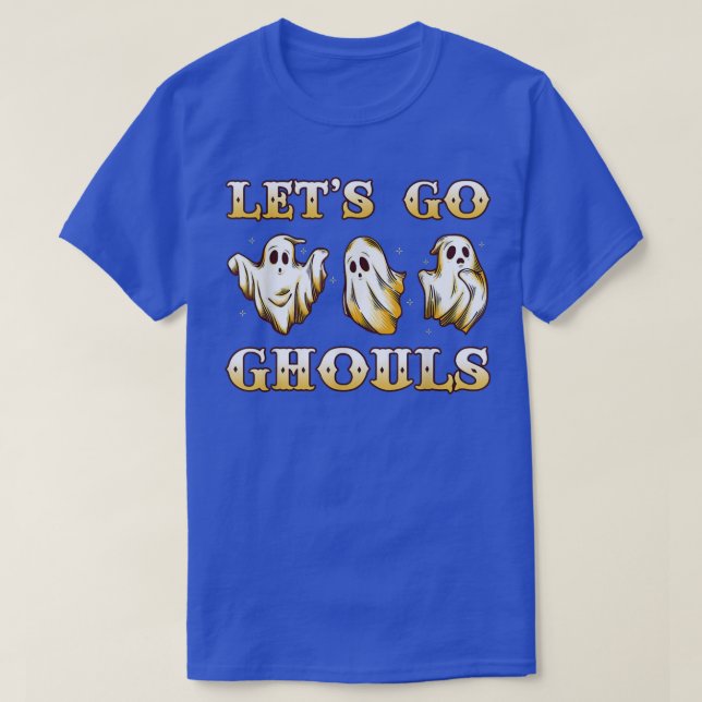 Retro Groovy Låt oss Go Ghouls Halloween Ghost Cos T Shirt (Design framsida)