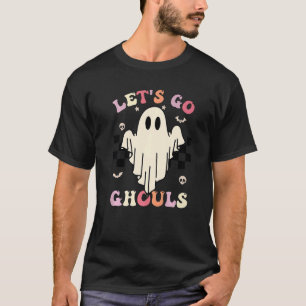 Retro Groovy Låt oss Go Ghouls Halloween Ghost Cos T Shirt
