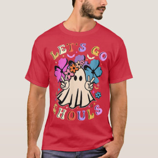 Retro Groovy Låt oss Go Ghouls Halloween Ghost Flo T Shirt
