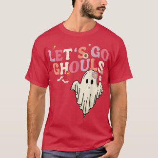 Retro Groovy Låt oss Go Ghouls Halloween Ghost Fun T Shirt