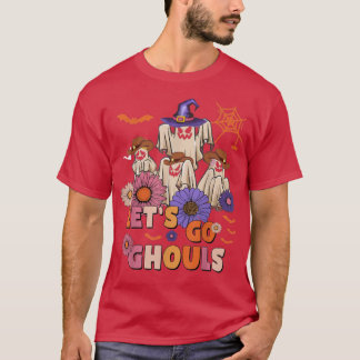 Retro Groovy Låt oss Go Ghouls Halloween Ghost Out T Shirt