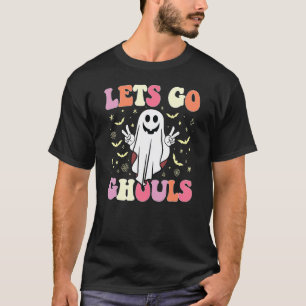 Retro Groovy Låt oss Go Ghouls Halloween Ghost Out T Shirt