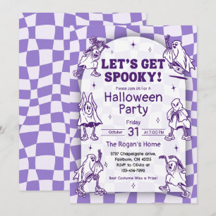 Retro Groovy Låt oss Skakoky Ghost Halloween-del Inbjudningar