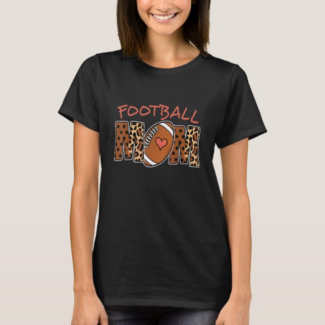 Retro Groovy Leopard Family Match Football Mama Mo T Shirt (Framsida)