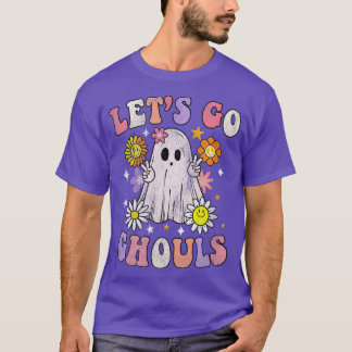 Retro Groovy Lets Go Ghouls Ghost 70s Hippie Hallo T Shirt