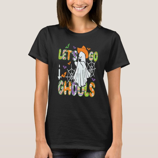 Retro Groovy Let's Go Ghouls Ghost 70s Spooky Hall T Shirt (Framsida)