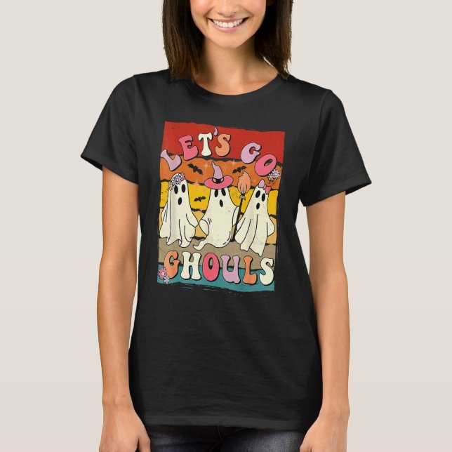 Retro Groovy Let's Go Ghouls Halloween Ghost Outfi T Shirt (Framsida)