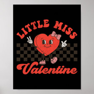 Retro Groovy Little Miss Valentine för flickbarn Poster