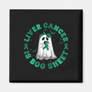 Retro Groovy Liver Cancer är Boo Lakan Ghost Grönt Magnet
