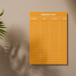 Retro Groovy Livsmedel-lista med fet Orange Anteckningsblock