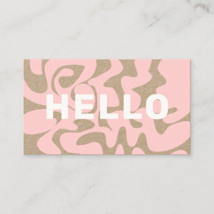 Retro Groovy Ljus rosa White Hej Kraft Visitkort