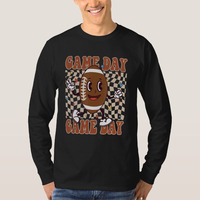 Retro Groovy Love Football Game Day Family Matchin T Shirt (Framsida)