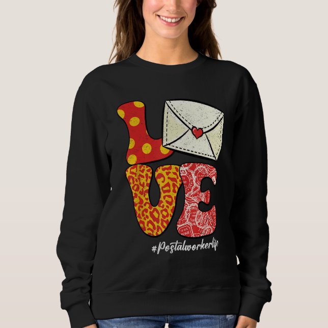 Retro Groovy LOVE Letter Envelope Leopard Postal W T Shirt (Framsida)
