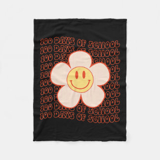Retro Groovy Lycklig Ansikte 100 dagar skolcute 10 Fleecefilt