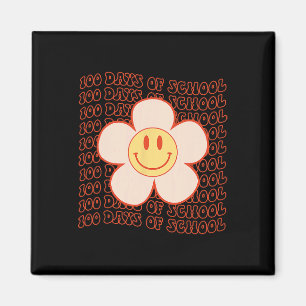 Retro Groovy Lycklig Ansikte 100 dagar skolcute 10 Magnet