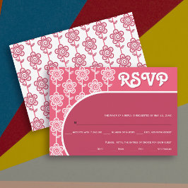 Retro Groovy magenta och rosa 70-talets bröllop OS OSA Kort