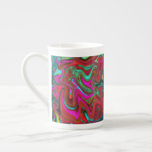 Retro Groovy Magenta, Red and Blue Abstrakt Art Benporslin Mugg