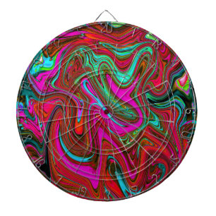 Retro Groovy Magenta, Red and Blue Abstrakt Art Darttavla