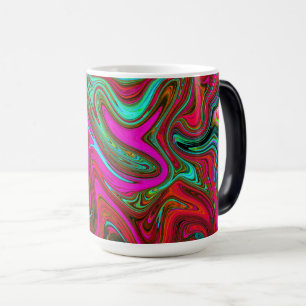 Retro Groovy Magenta, Red and Blue Abstrakt Art Magisk Mugg