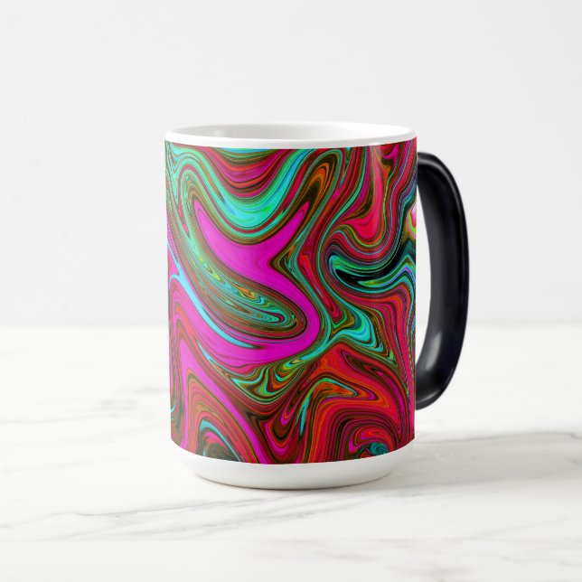 Retro Groovy Magenta, Red and Blue Abstrakt Art Magisk Mugg (Framsida höger)