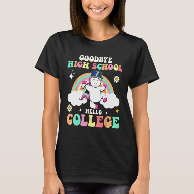 Retro Groovy Magic Unicorn Kindergarten Graduati T Shirt (Framsida)