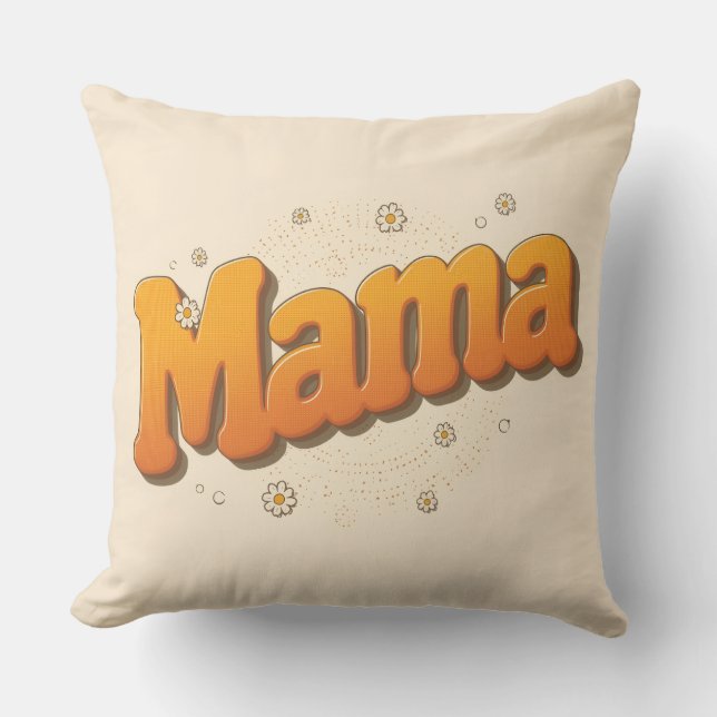 Retro Groovy Mama 70-tals typografi Boho Kuddcover Kudde (Framsida)