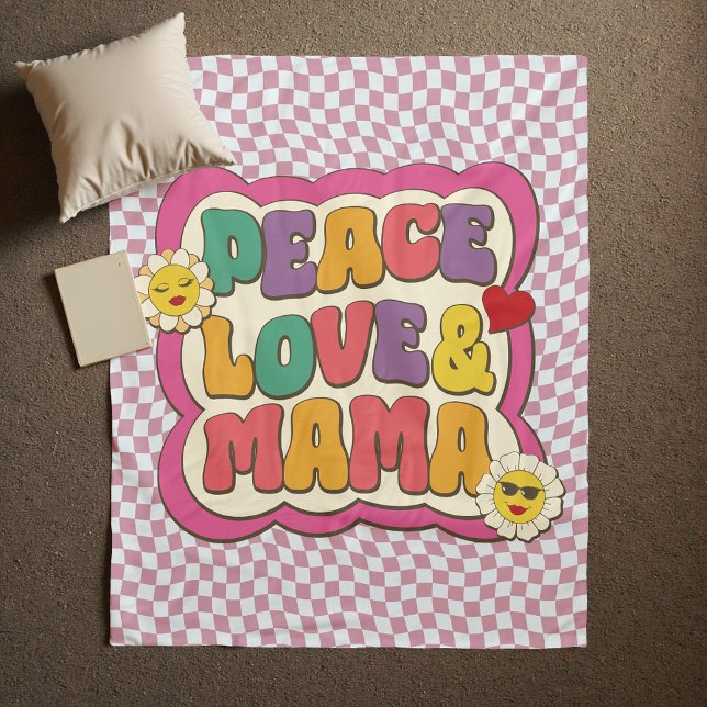Retro Groovy Mama Citat Typografi Mors Dag Fleecefilt (Skapare uppladdad)