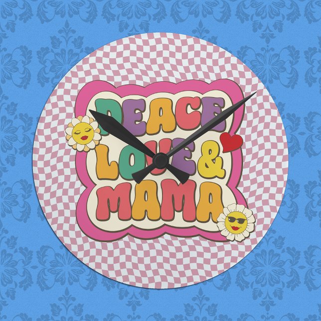 Retro Groovy Mama Citat Typografi Mors Dag Rund Klocka (Skapare uppladdad)