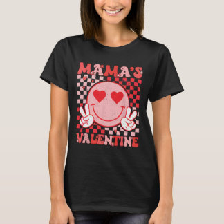 Retro Groovy Mamma Är Min Alla Hjärtans Dag Leende T Shirt