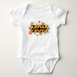 Retro Groovy Mamma Blommor - Småbarn & Baby Design T Shirt
