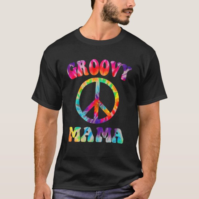 Retro Groovy Mamma Family 1St Birthday Party Tie-D T Shirt (Framsida)
