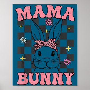 Retro groovy mamma kanin matchande familj påsk mam poster