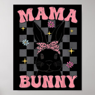 Retro Groovy Mamma Kanin Matchande Familj Påsk Mam Poster