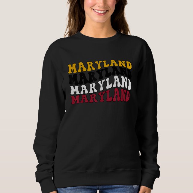 Retro Groovy Maryland State Home I Love Maryland F T Shirt (Framsida)