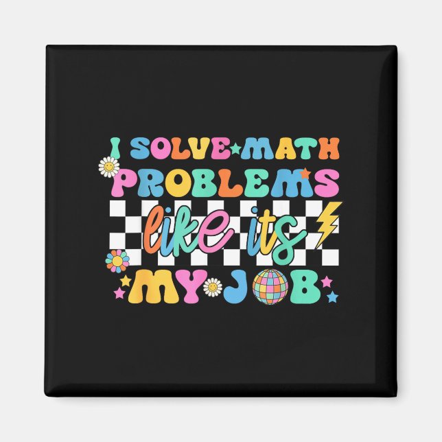 Retro Groovy Math Teacher Funny Back To School Gif Magnet (Framsidan)