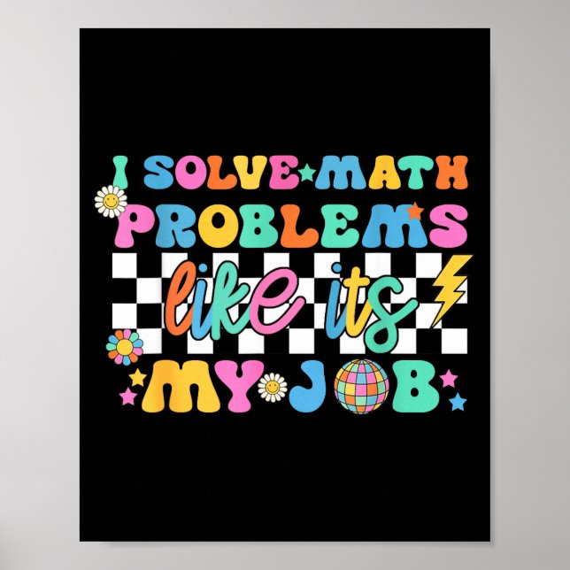 Retro Groovy Math Teacher Funny Back To School Gif Poster (Framsidan)