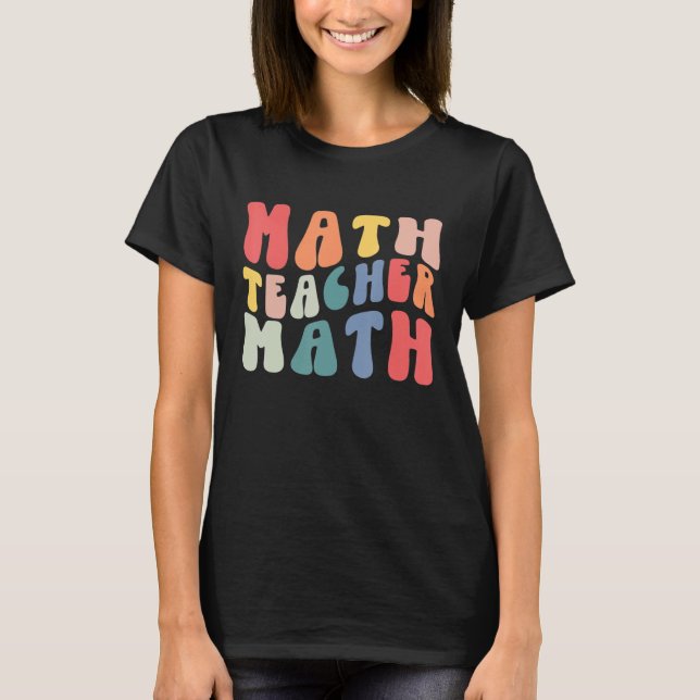 Retro Groovy Math Teacher Student 100 dagar O T Shirt (Framsida)