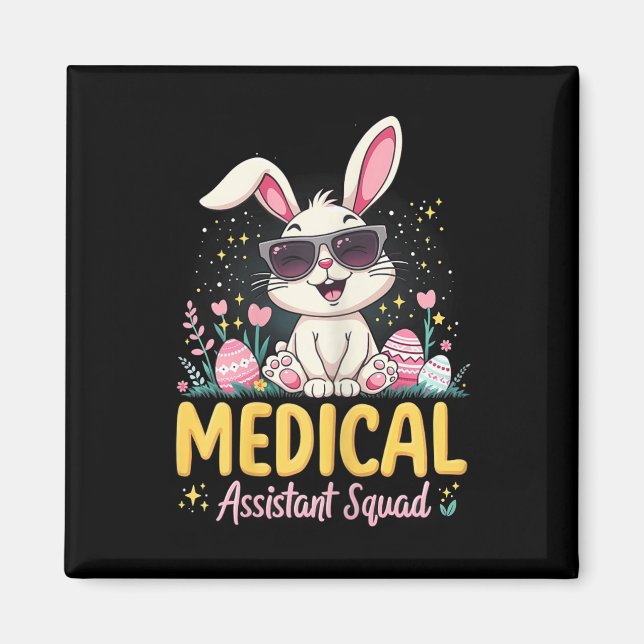 Retro Groovy Medical Istant Squad Bunny Ear Flower Magnet (Framsidan)