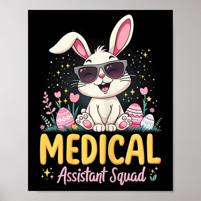 Retro Groovy Medical Istant Squad Bunny Ear Flower Poster (Framsidan)