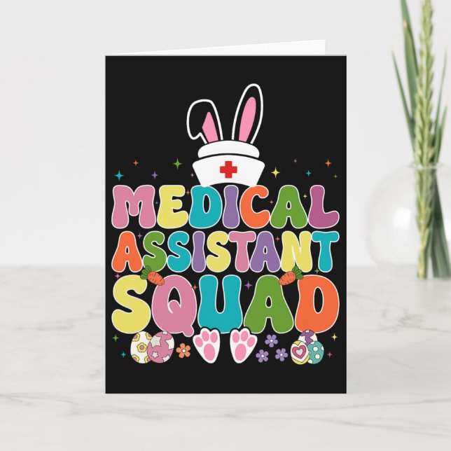 Retro Groovy Medicinsk Istant Squad Kaninägg Påsk Kort (Framsida)
