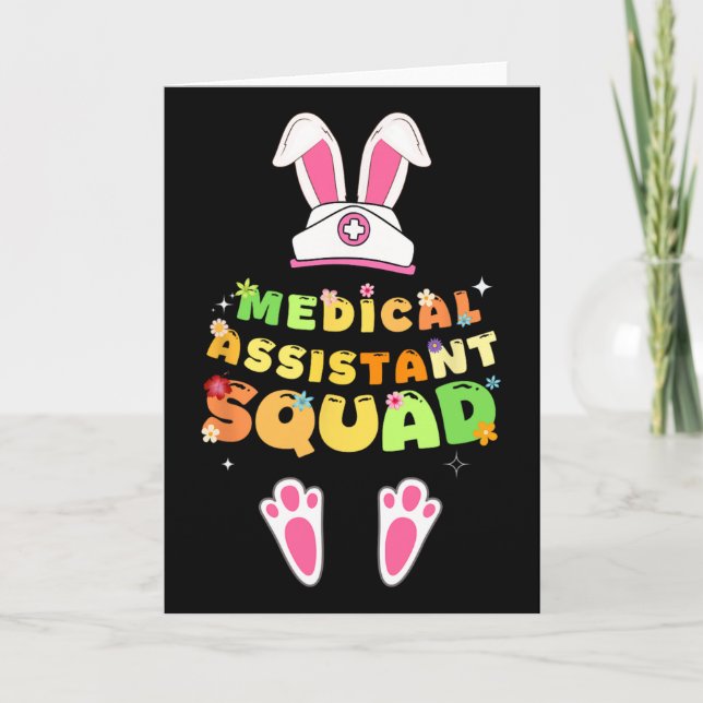 Retro Groovy Medicinsk Istant Squad Kaninöron Blom Kort (Framsida)