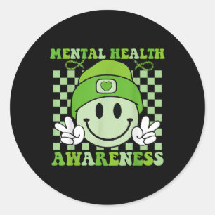 Retro Groovy Mental Health Awareness 2024 for Boys Runt Klistermärke