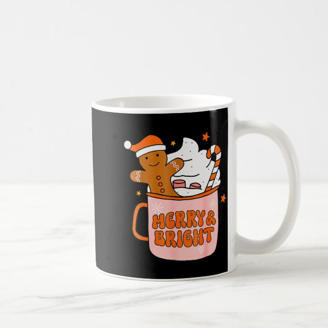 Retro Groovy Merry And Bright Gingerbread Christma Kaffemugg (Höger)